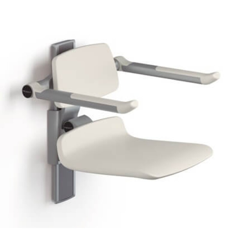 Asiento de ducha regulable en altura con respaldo y brazos - 1779 € Asiento de ducha regulable en altura con respaldo y brazos - Ayudas dinámicas