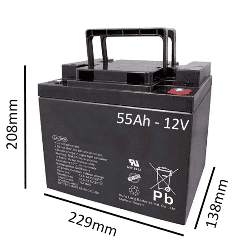 Batería de GEL 55Ah - 12V para scooter y silla eléctrica - 159 € Batería de GEL 55Ah - 12V para scooter y silla eléctrica - Ortoespaña