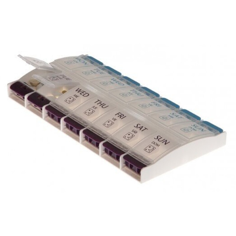 Pastillero semanal 2 tomas con pulsador - 22.5 € Pastillero semanal 2 tomas con pulsador - Ayudas dinámicas